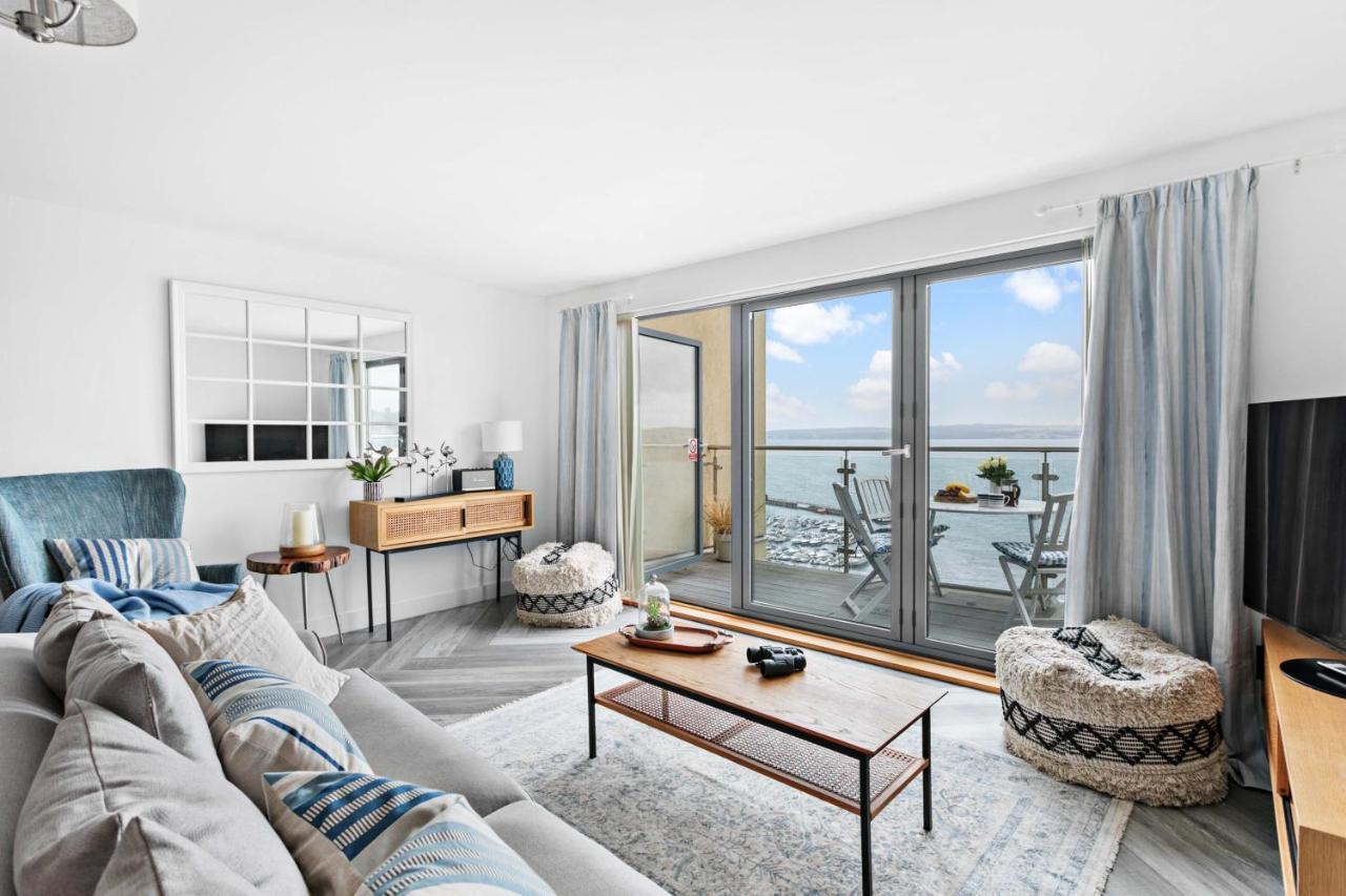 A7 Masts - Striking Beach Bolthole Apartment With Beautiful Sea Views Private Balcony & Parking Torquay Ngoại thất bức ảnh