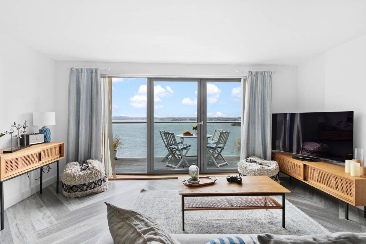 A7 Masts - Striking Beach Bolthole Apartment With Beautiful Sea Views Private Balcony & Parking Torquay Ngoại thất bức ảnh